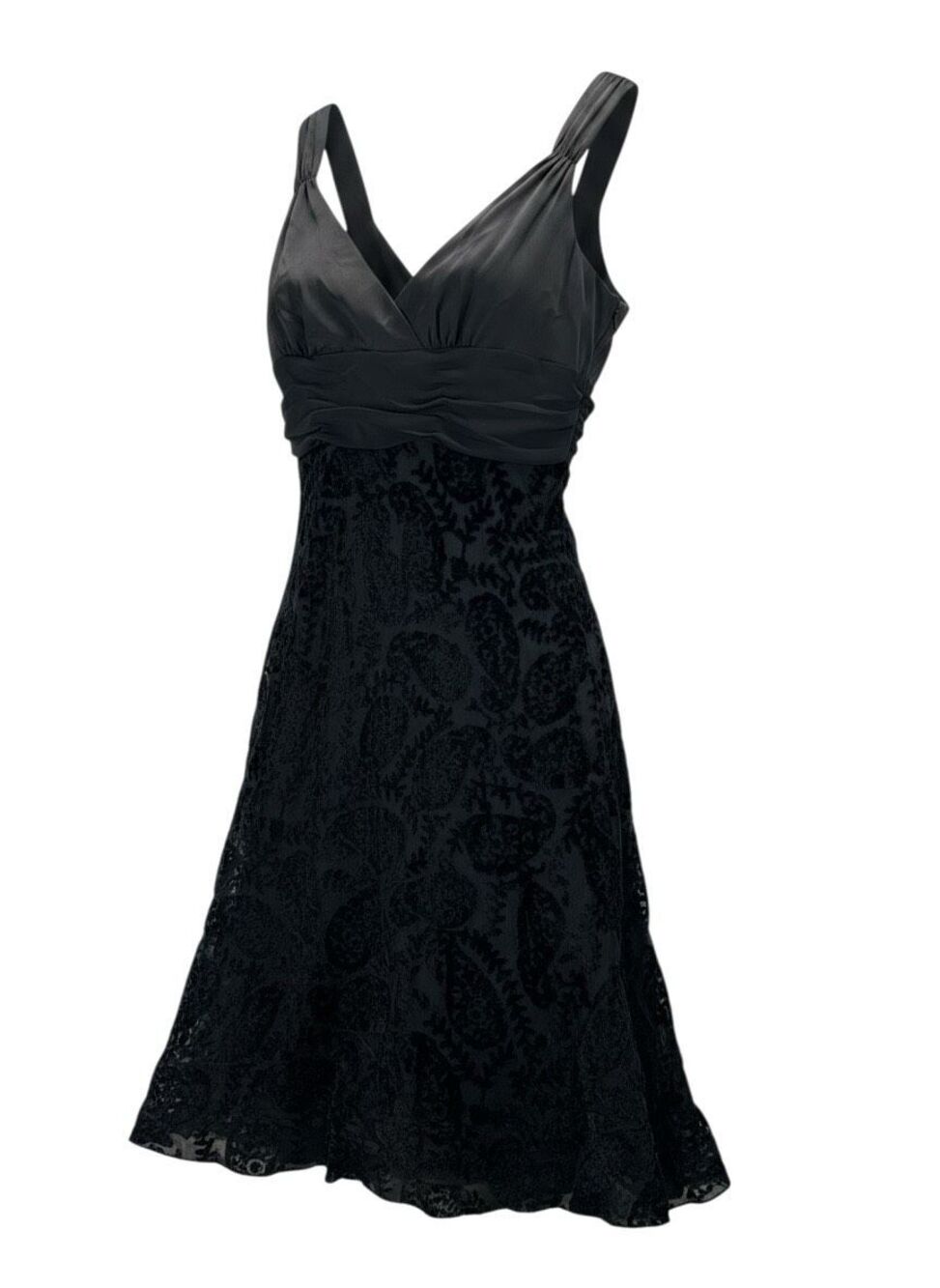 Bandolino Vtg Y2K Witchy Dark Romantic Black Velvet Burnout Paisley Midi Dress 8